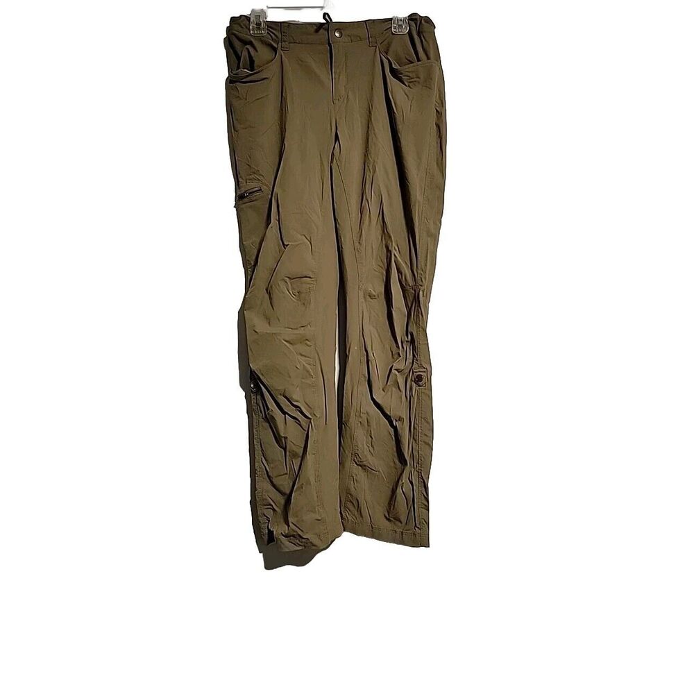 Patagonia Women's Hiking Pants Sz 12 Cargo Zip Pocket Roll Tab Legs Tan